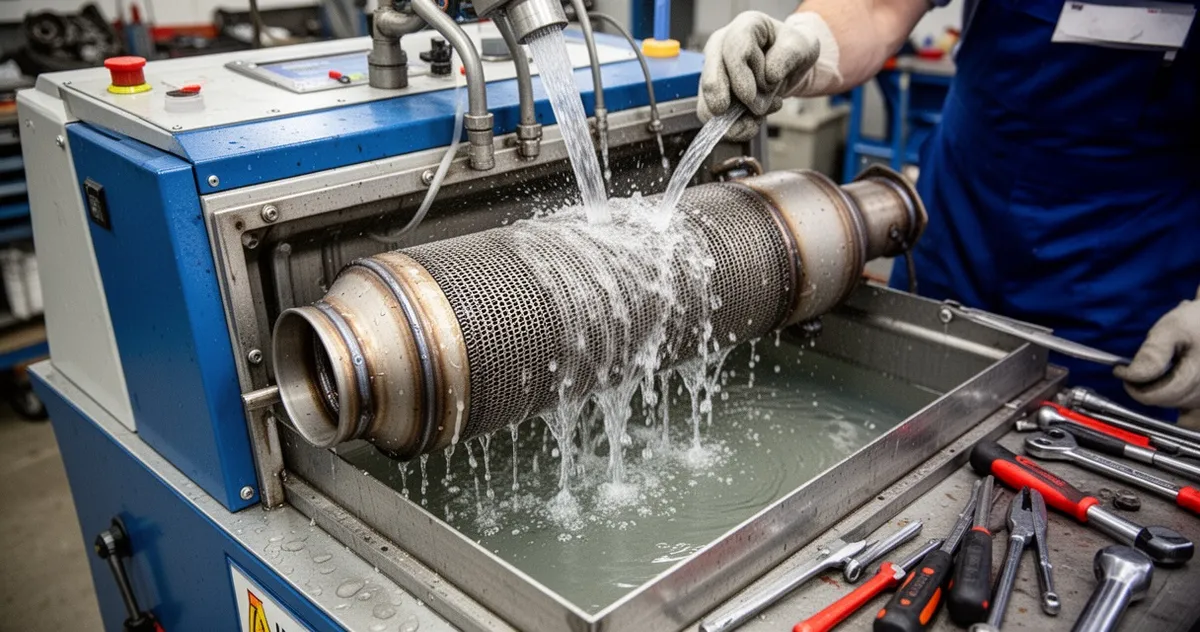 Mechanik czyści filtr DPF metodą hydrodynamiczną