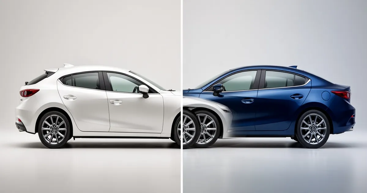 Porównanie wyglądu nadwozia Mazda 3 Hatchback i Sedan generacji BP