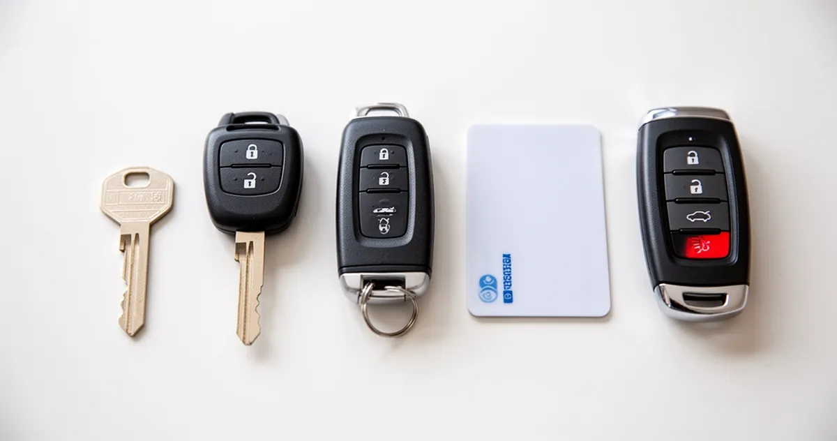 Różne typy kluczy samochodowych: mechaniczny, z immobilizerem, scyzoryk, karta i Smart Key