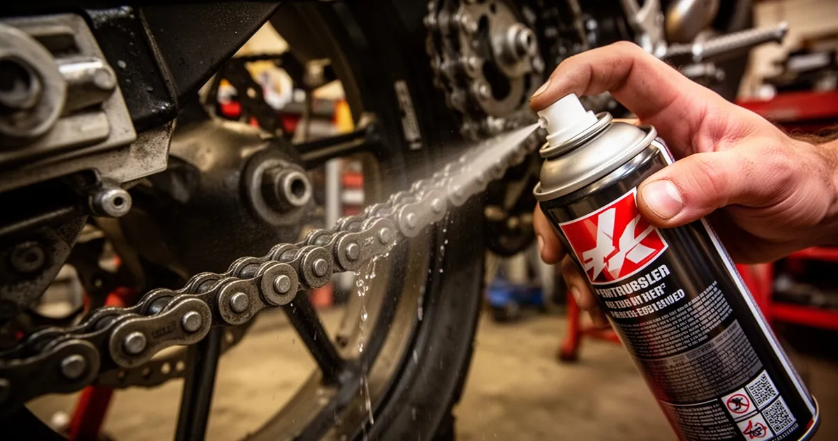 Smarowanie łańcucha motocyklowego spray'em