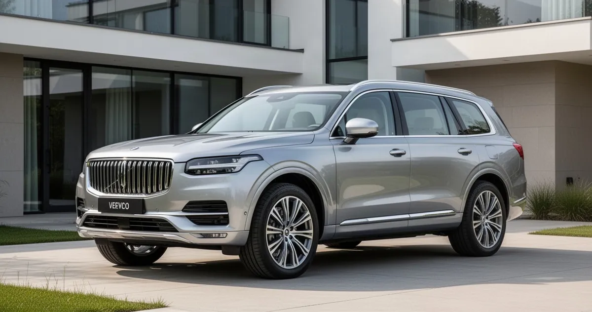 Duży SUV premium zaparkowany przed domem
